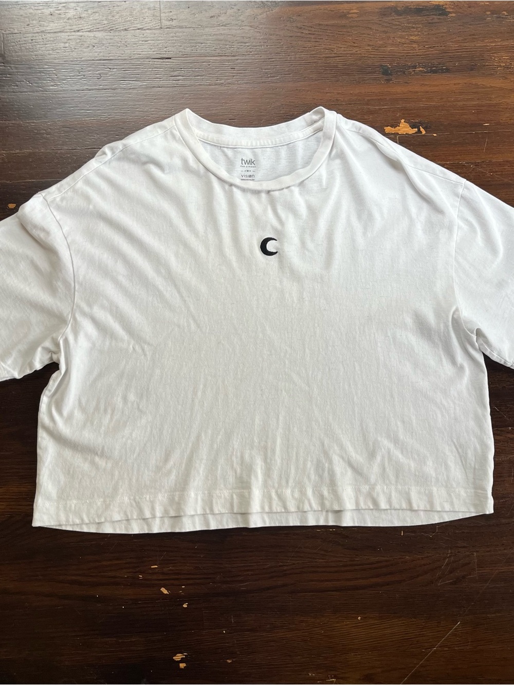 Simons White Cropped Casual Tee Crescent Moon Whimsigoth Medium